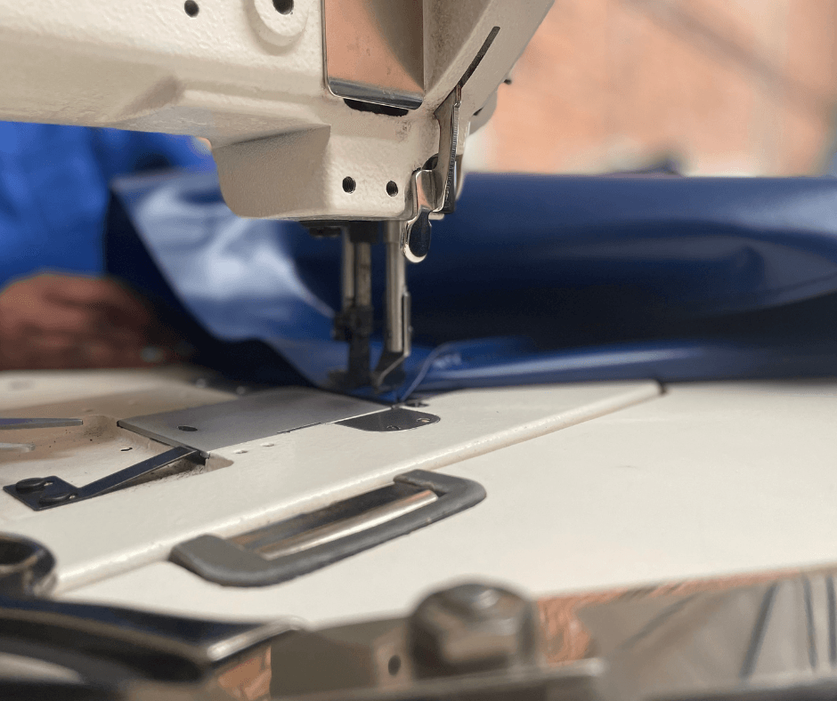 Joining tarpSMART PVC fabric on an industrial machine at Smart Ikhaya